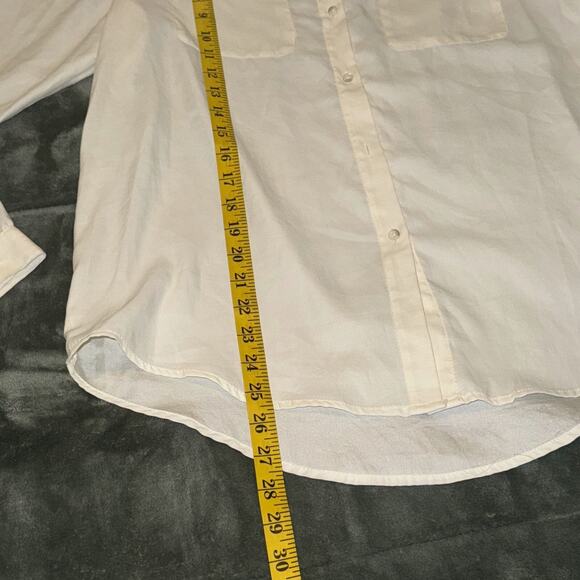 Tommy Hilfiger Shirt Women's Large Off-White Chest Pockets Long Sleeve Button-Up - Picture 4 of 7